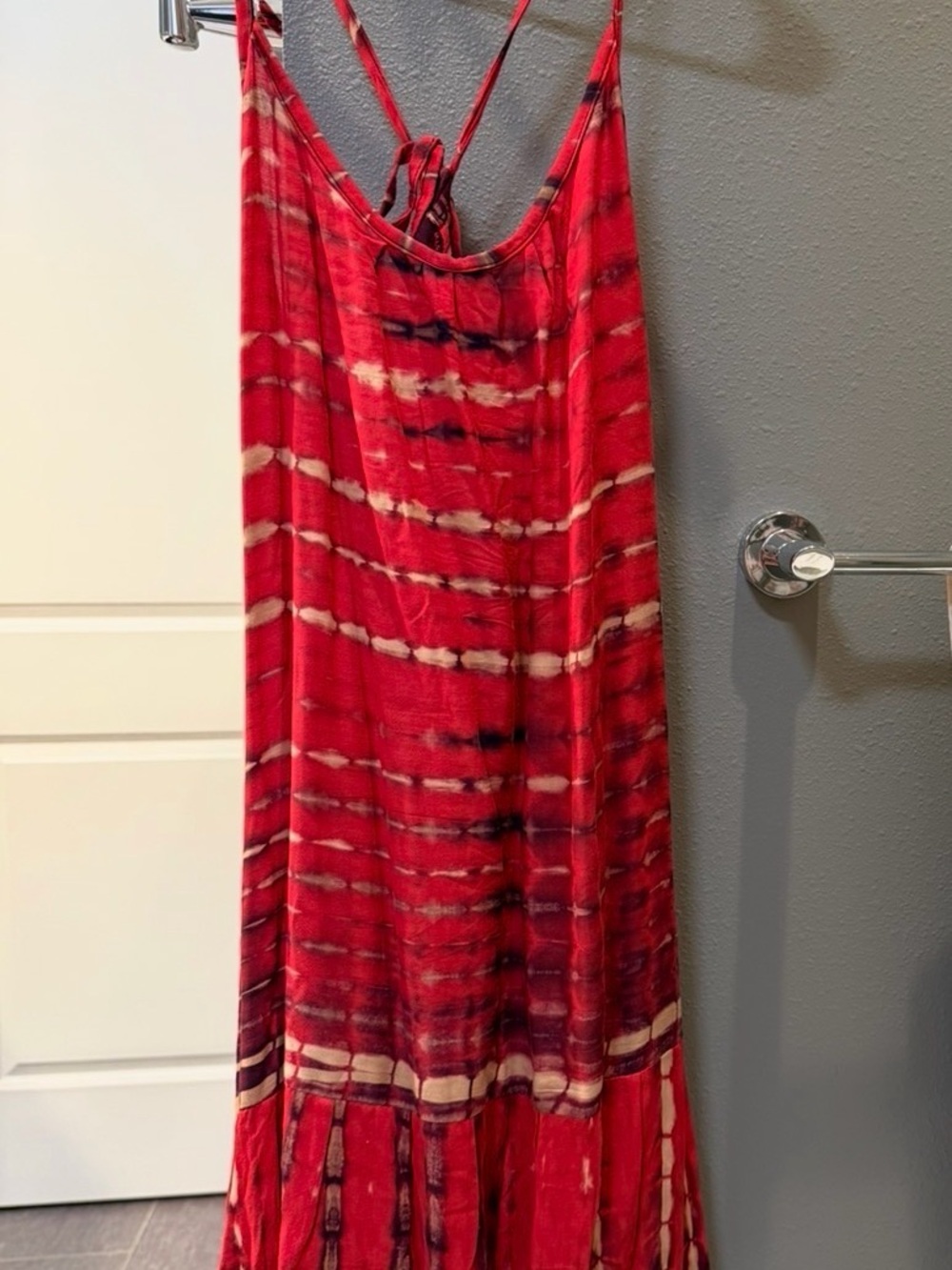 Source Unknown Red Tie-Dye Maxi Slip Dress
